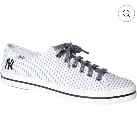 Keds New York Yankees Baseball White Kickstart Pinstripe Sneakers s z 6.5 - Picture 2 of 4